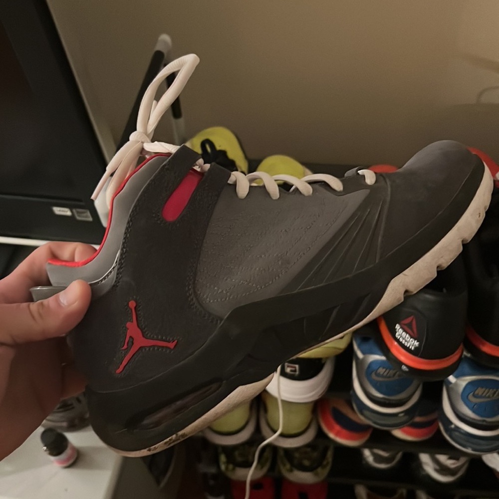 Size 11.5 Jordans (black red and gray)